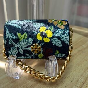 Tory Burch AirPod Case bag Foral gold ascent